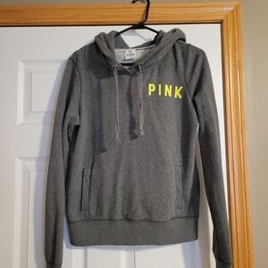 PINK Victoria's Secret Gray Hoodie with Blue Accents
